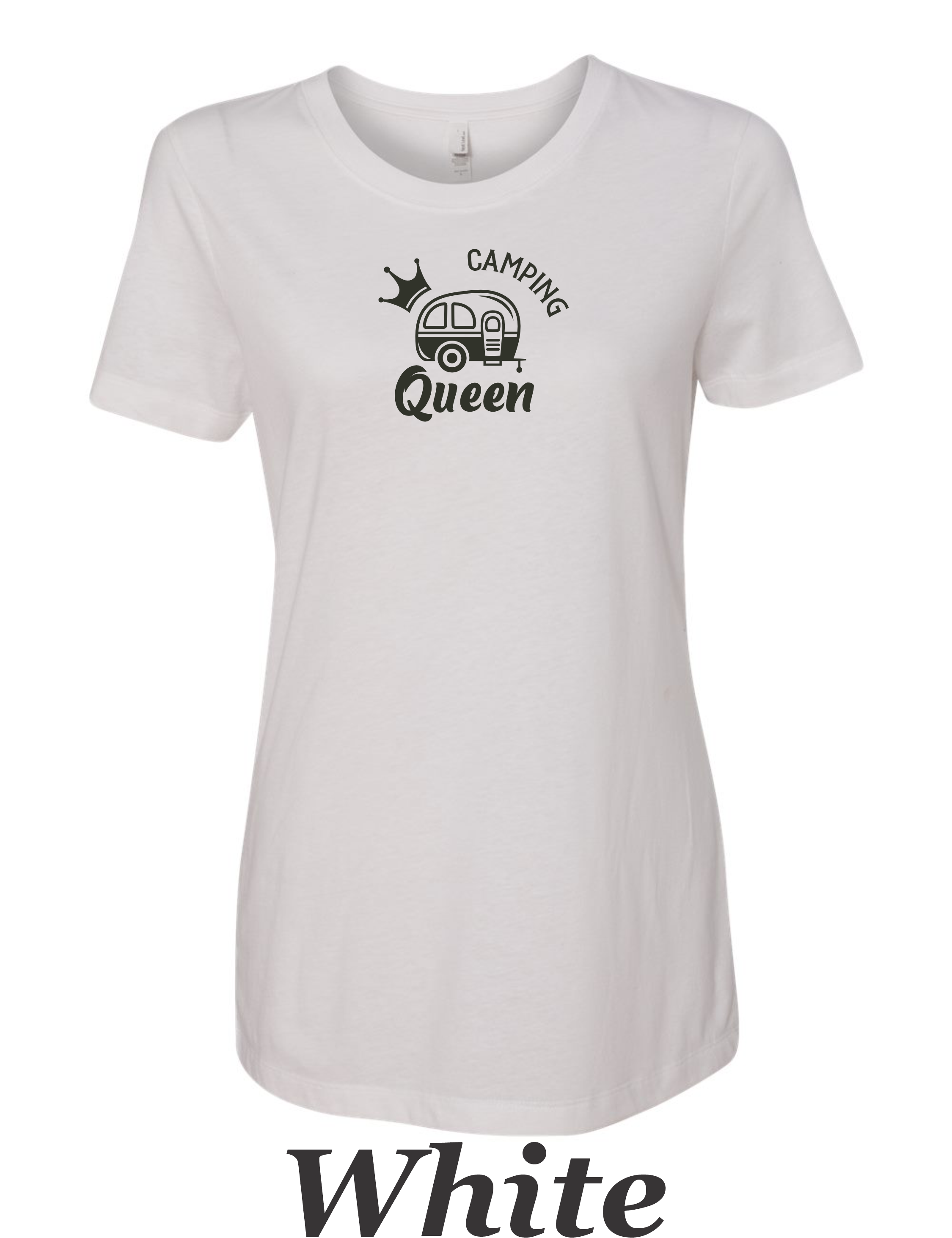 Camping Queen Drawing printed on women's shirt. Great gift for the Camping Trip.