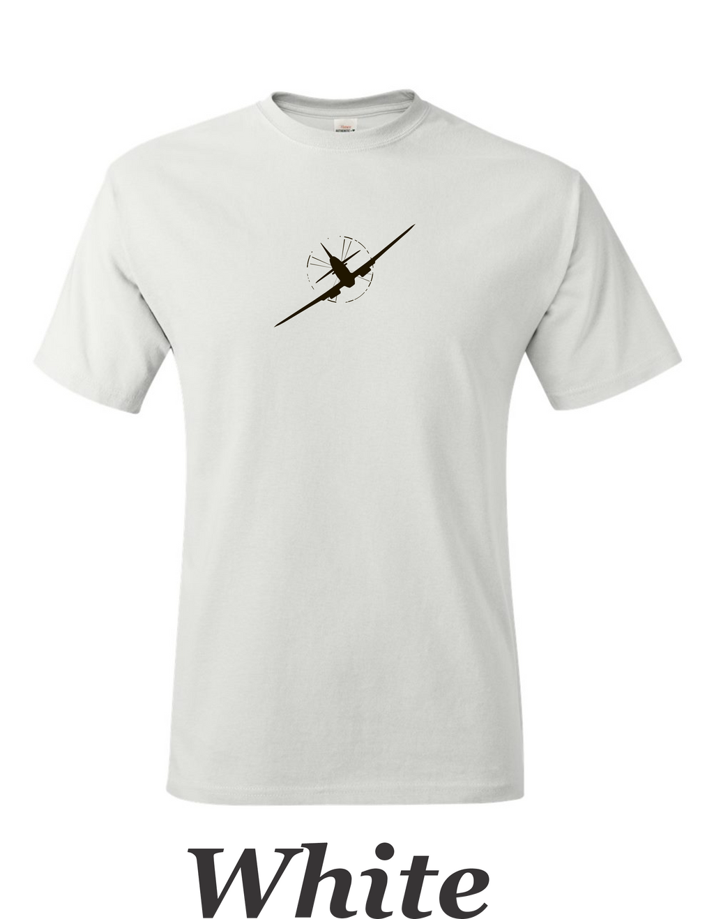 Spitfire rear view drawing printed on mens shirt. Free shipping great gift for the warbird fan.