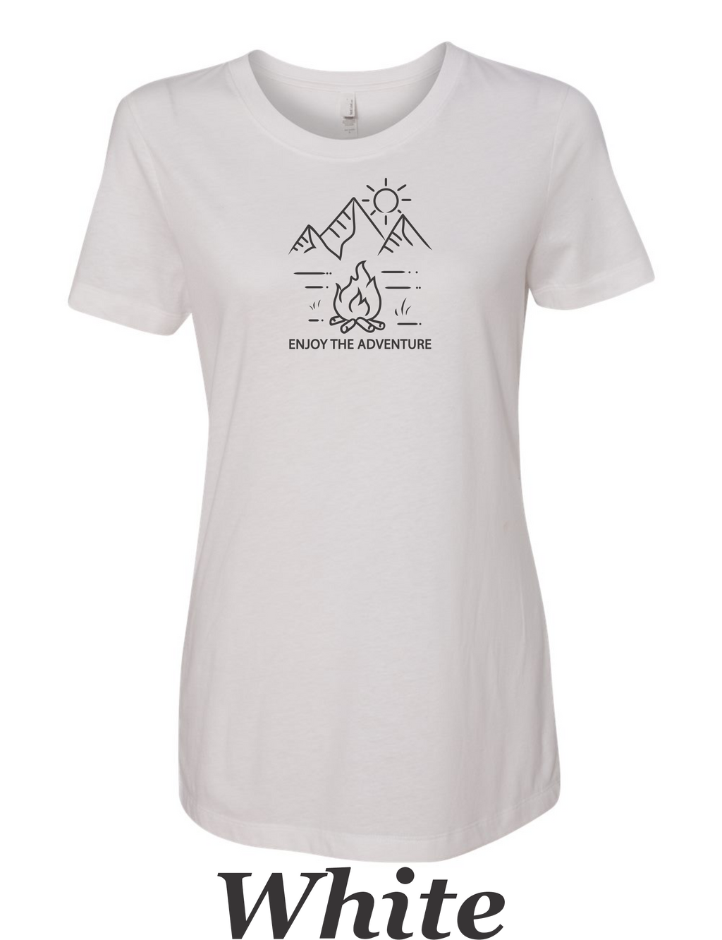 Enjoy The Adventure print on women's shirt.  Cute shirt. Gift for camper Hiker.