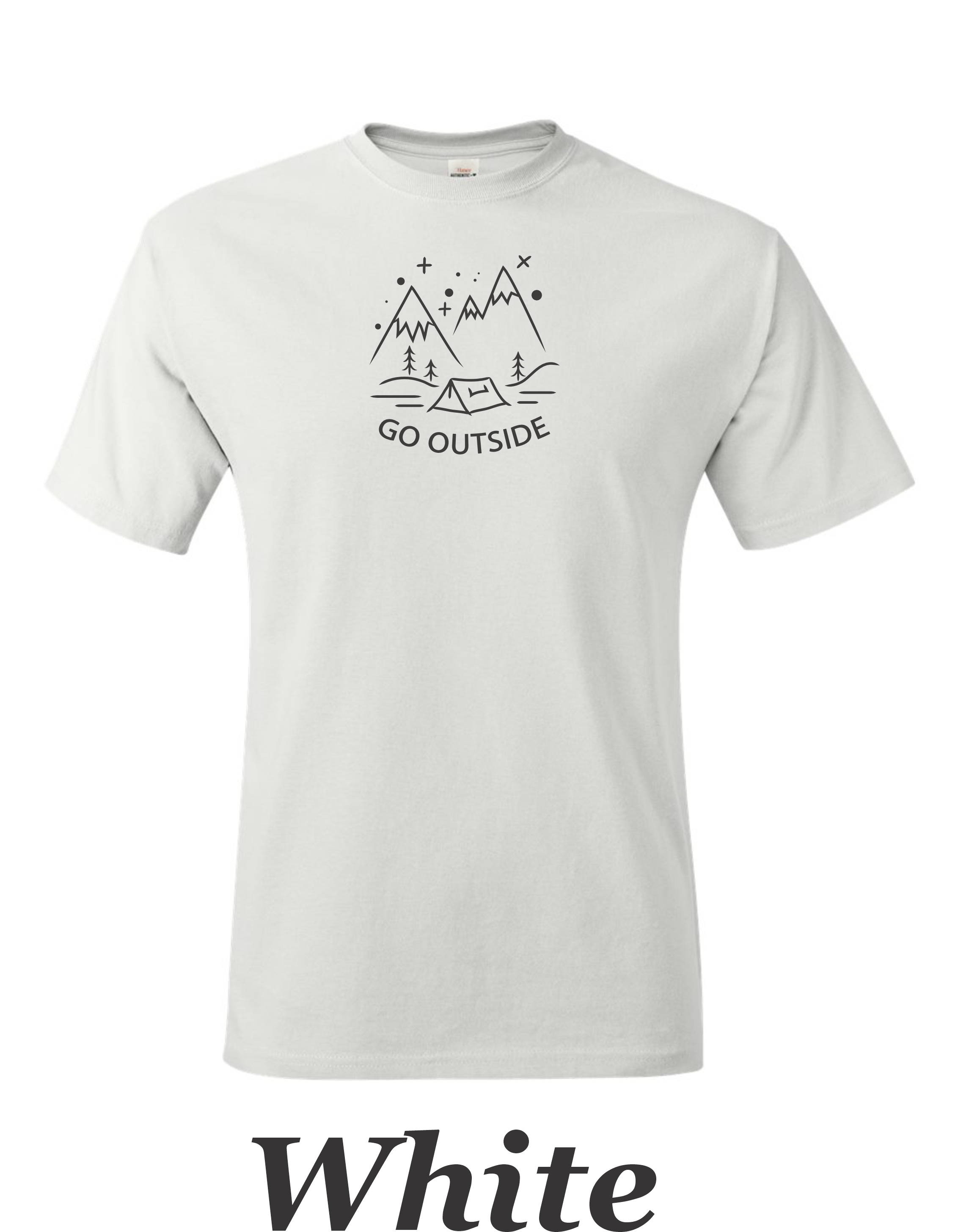 Go Outside,  Camping shirt printed on mens shirt.