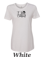 I love Camping printed on women's shirt. Great gift for the summer camping trip.
