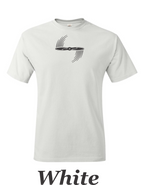 Spinning propeller artwork printed on men's shirt. Free shipping.